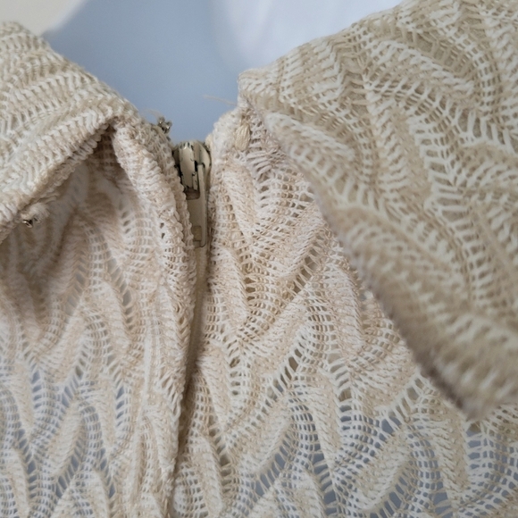 Alfred Weber Vintage Women's Two Piece Blouse Maxi Skirt Set Beige White Knit M - Picture 5 of 12